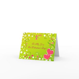 Pink hearts and stars - Card card