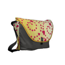 Pink Hearts and Swirls on Gold Courier Bag