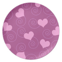 Pink hearts and swirls plates