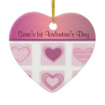 Pink Hearts Babys First Valentines Day Photo Christmas Ornament