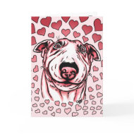 Pink Hearts Bull Terrier Valentine's Day card