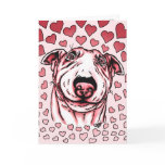 Pink Hearts Bull Terrier Valentine's Day cards