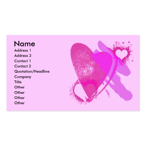 PINK HEARTS BUSINESS CARDS