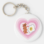 Pink Hearts for  Valentine: Bacon and Eggs in Love Keychains