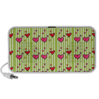 Pink Hearts Green Stripes Doodle Speaker doodle