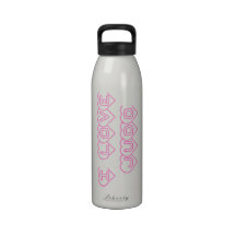 Pink Hearts I Love Judo Water Bottle