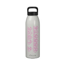 Pink Hearts I Love Karate Water Bottle