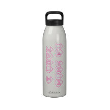 Pink Hearts I Love Kung Fu Water Bottle