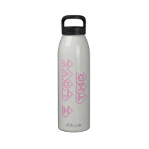 Pink Hearts I Love TKD Water Bottle