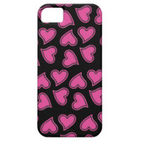 Pink Hearts in Random Pattern iPhone 5 Cases