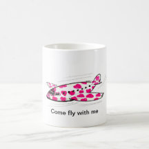 Pink Hearts Love Plane Mug