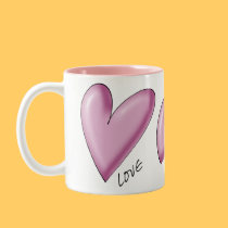 Pink hearts Love valentine sweetheart mug by graphicdoodles Pink hearts Love valentine sweetheart mug