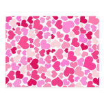 Pink hearts pattern postcards