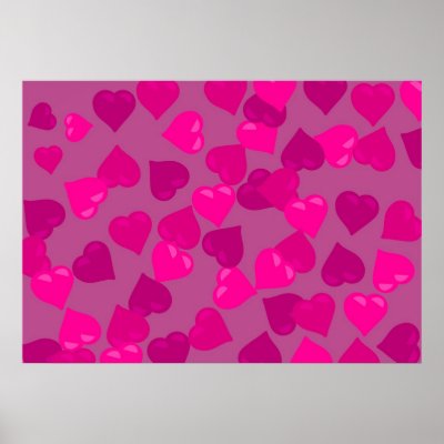 pink hearts wallpaper. Pink Hearts Poster by prawny
