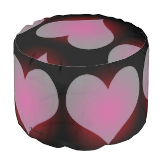 Pink Hearts Round Pouf