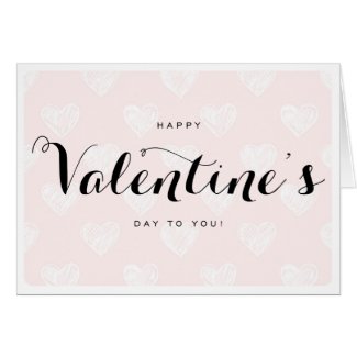 Pink Hearts Sketch Pattern Valentine's Day Card