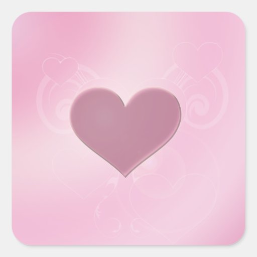 Pink Hearts Square Stickers