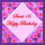 Pink Hearts Sweet 16 Birthday Poster posters