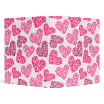 Pink Hearts with flowers Binder