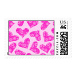 Pink Hearts with flowers Postage