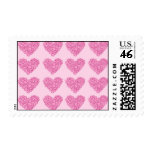 Pink Hearts with flowers Postage