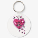 Pink Hearts with Star keychains by CindyZazzle Pink Hearts with Star keychains