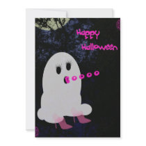 pink heel ghost invitations