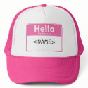 Pink Hello My Name is, <NAME> hats