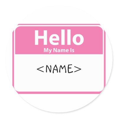 Pink Hello My Name is, <NAME> Round Stickers by customize_it