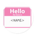 Pink Hello My Name is, <NAME> stickers