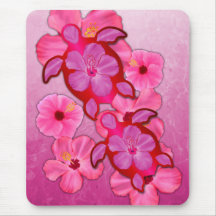 Pink Hibiscus And Honu Turtles Mousepad