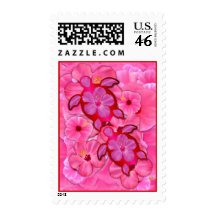 Pink Hibiscus And Honu Turtles Postage
