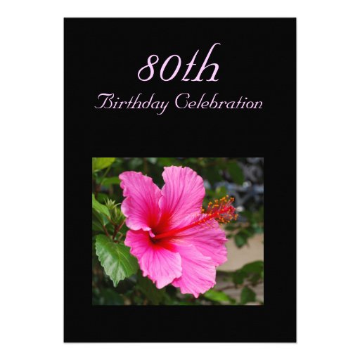 Pink Hibiscus Birthday Celebration Invitation