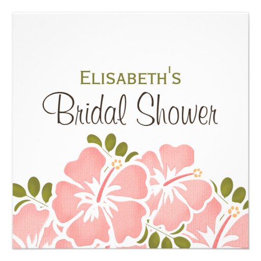 Pink Hibiscus Bridal Shower Invitations