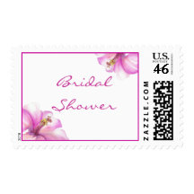Pink Hibiscus Bridal Shower stamps