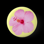 Pink Hibiscus Button