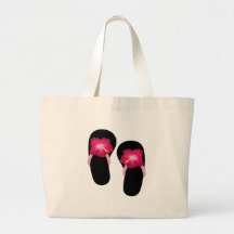 Pink Hibiscus Flip Flops Canvas Bag