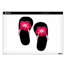 Pink Hibiscus Flip Flops Laptop Skin