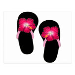 Pink Hibiscus Flip Flops postcards