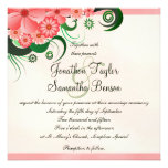 Pink Hibiscus Floral Custom Wedding Invitation