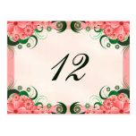 Pink Hibiscus Floral Reception Table Number Cards Postcards
