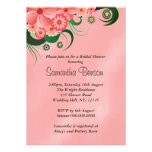 Pink Hibiscus Floral Wedding Bridal Shower Invites