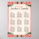 Pink Hibiscus Floral Wedding Table Seating Charts Poster