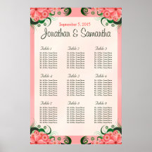 Pink Hibiscus Floral Wedding Table Seating Charts Poster