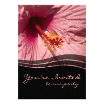 Pink Hibiscus Flower Custom Invites