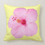 Pink Hibiscus Flower Pillow