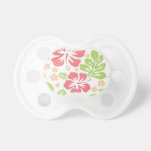 pink hibiscus Hawaiian floral pattern Pacifiers