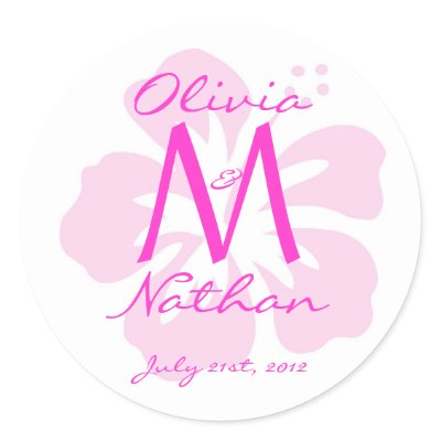 Pink HIbiscus Monogram Sticker
