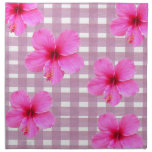 Pink Hibiscus on Gingham Napkin