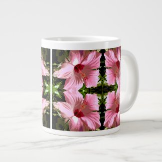 Pink Hibiscus Pattern Jumbo Mug